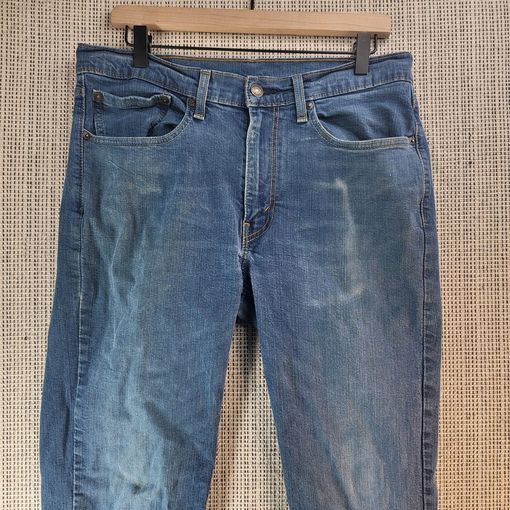 Levi's 514 Jeans Mens 34x32 Blue Straight‎ Leg Denim Medium Wash Zip Fly